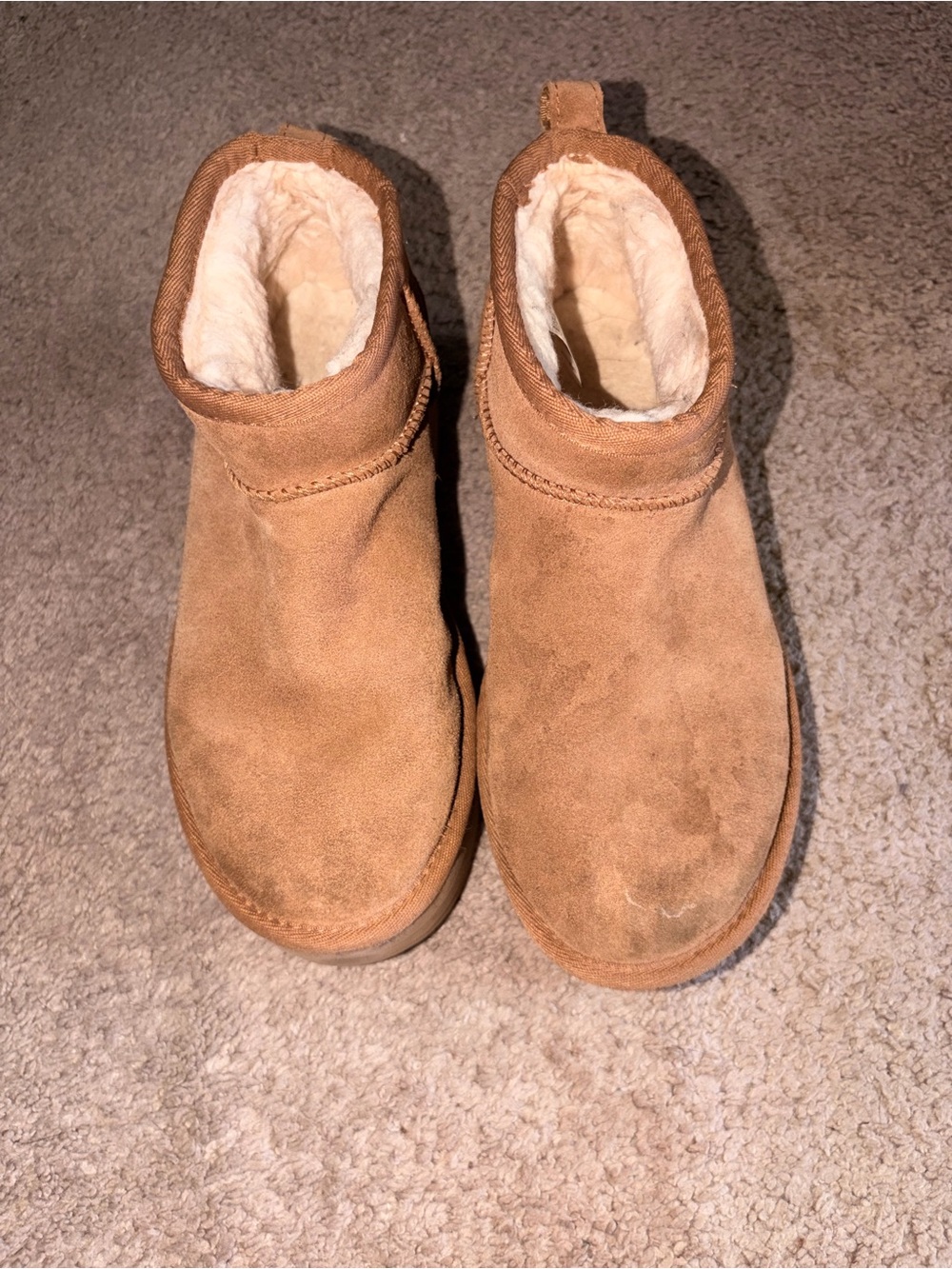 UGG Chestnut Suede Lined Platform Ankle Boots ultra mini